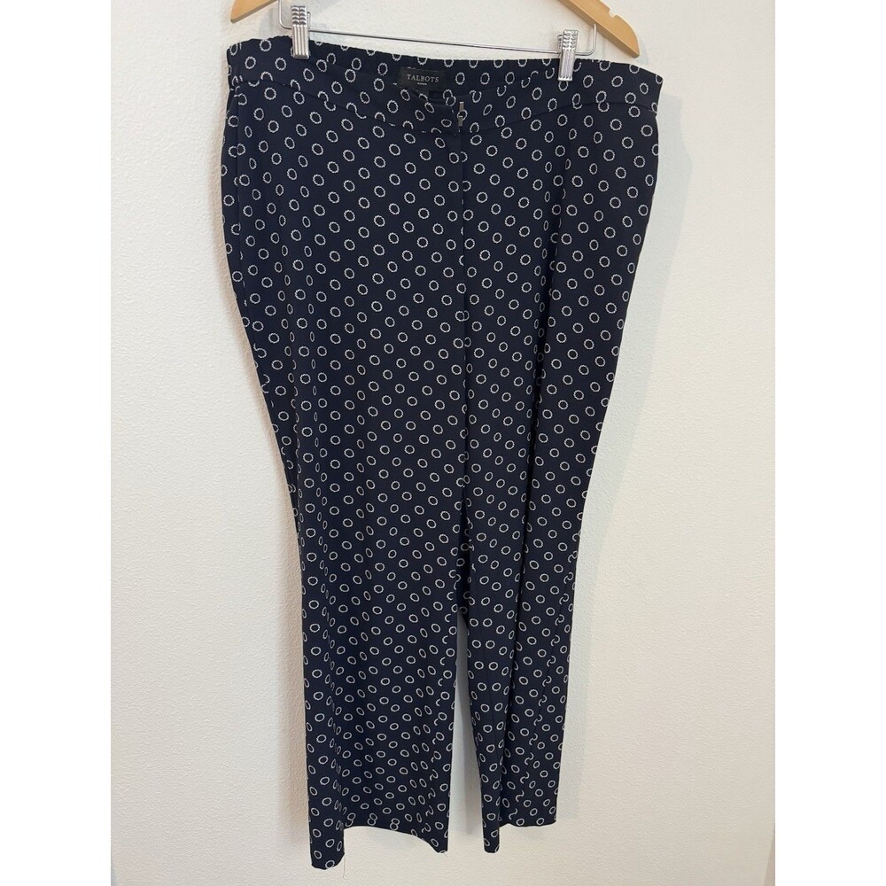 Talbots Pants Womens Size 16W Trousers Chiffon Navy Blue Office Career Classic